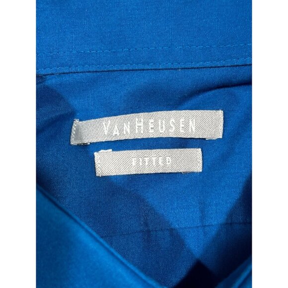 Van Heusen Mens Fitted Wrinkle-Free Blue Dress Shirt 15-15 1/2 M - Picture 4 of 10